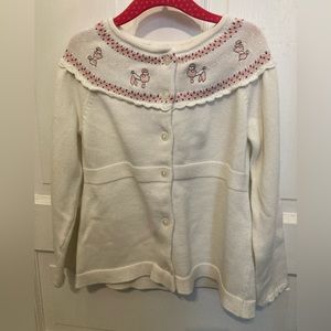 Girls Janie and Jack Size 5 White And Pink Cardigan Sweater. EUC